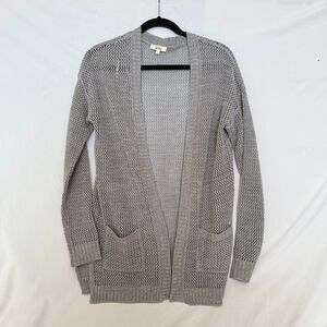 Mudd Grey Cardigan Sweater Loose Knit Front Pockets Baggy Size Junior's Small